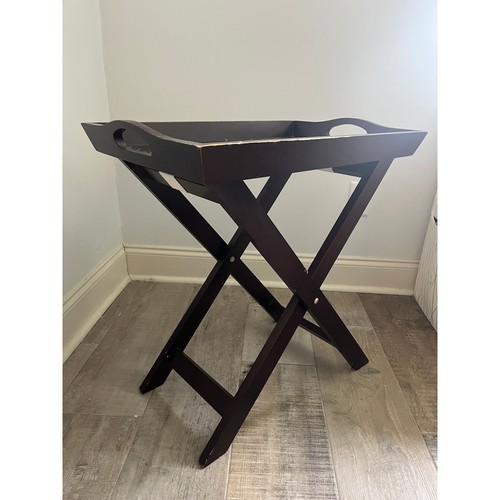 Dark wood folding butler tray - folding,