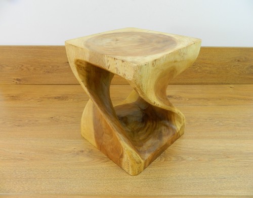 Hand carved wooden stool table - hand, stool/table