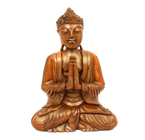 Wooden buddha statue namaskara - buddha,