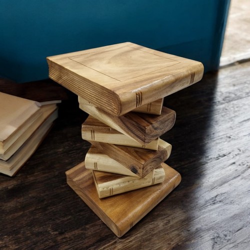 Side table book stack solid - book,