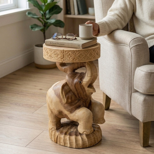 Wooden side table - side,